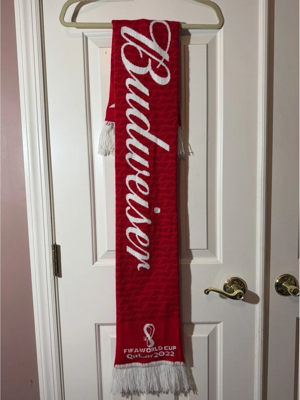 Budweiser FIFA World Cup Qatar 2022 Red Knit Scarf Soccer Promo 64 in